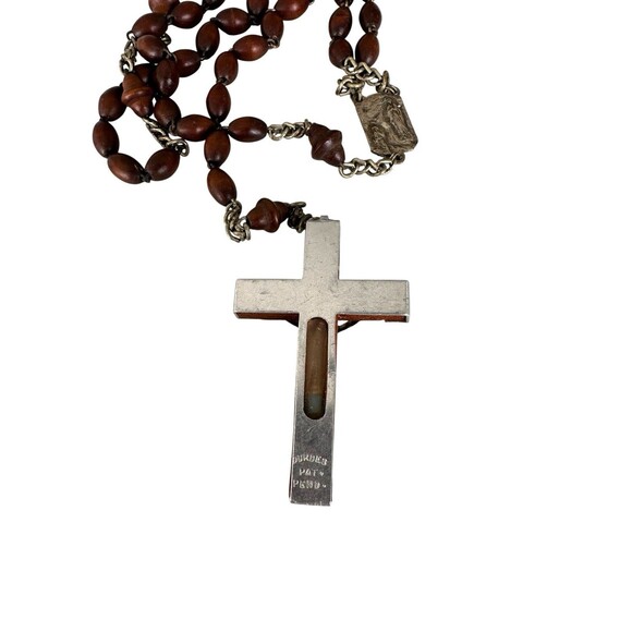 RARE French Lourdes Rosary Prayer Wood Beads Mary Jesus Crucifix Holy Vail - Picture 5 of 8